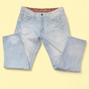 Nice Claup Japanese Denim Jeans Low Rise Loose Light Wash Vintage Style Relax 30
